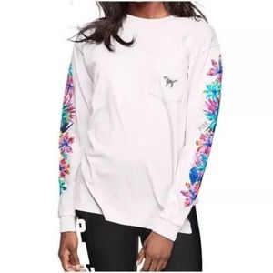 VS PINK Long sleeve bling campus tee